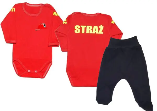 Komplet dziecięcy zestaw niemowlęcy STRAŻ body + półśpioszki