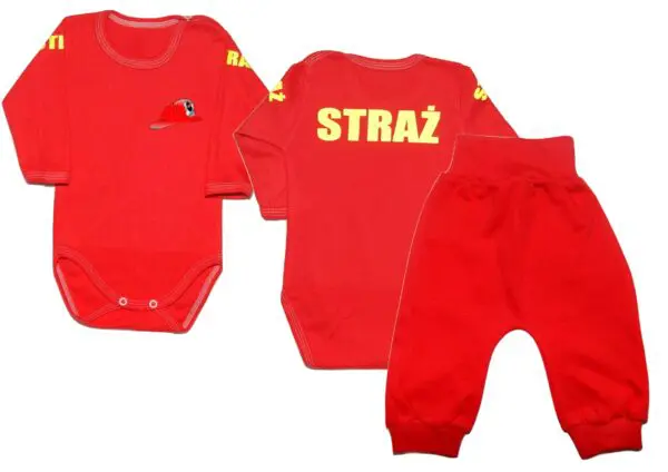 Komplet dziecięcy zestaw niemowlęcy STRAŻ body + spodnie