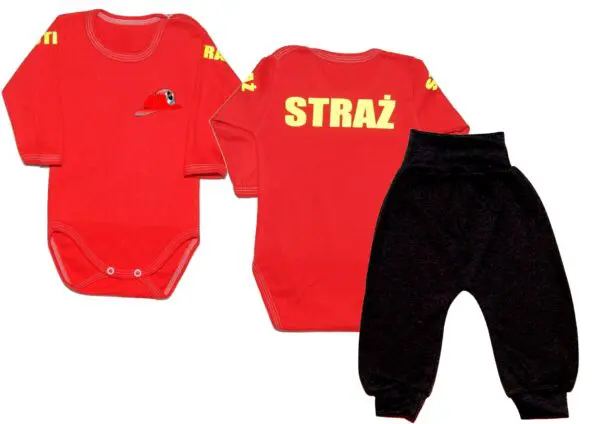 Komplet dziecięcy zestaw niemowlęcy STRAŻ body + spodnie