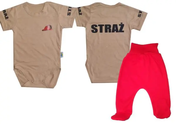Komplet dziecięcy zestaw niemowlęcy STRAŻ body + półśpioszki