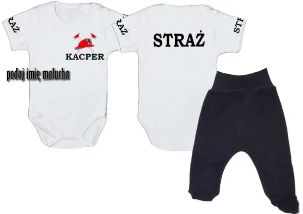 Komplet dziecięcy zestaw niemowlęcy STRAŻ body + półśpioszki