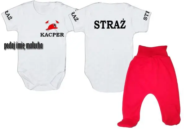 Komplet dziecięcy zestaw niemowlęcy STRAŻ body + półśpioszki