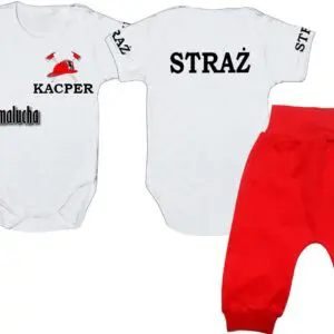 Komplet dziecięcy zestaw niemowlęcy STRAŻ body + spodnie