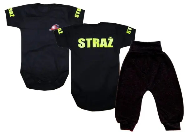 Komplet dziecięcy zestaw niemowlęcy STRAŻ body + spodnie