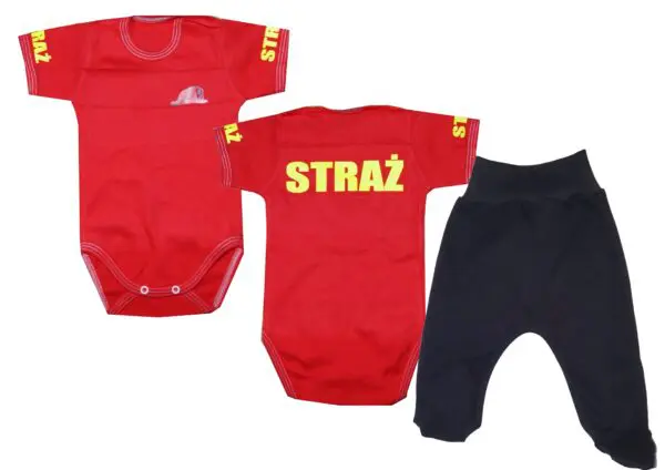 Komplet dziecięcy zestaw niemowlęcy STRAŻ body + półśpioszki