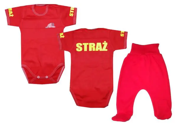 Komplet dziecięcy zestaw niemowlęcy STRAŻ body + półśpioszki