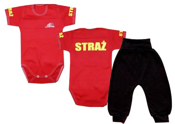 Komplet dziecięcy zestaw niemowlęcy STRAŻ body + spodnie