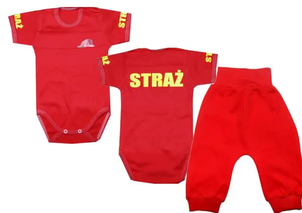 Komplet dziecięcy zestaw niemowlęcy STRAŻ body + spodnie
