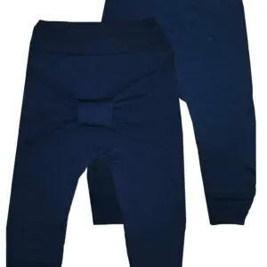 Spodnie bawełniane bezuciskowe z kokardą granatowe