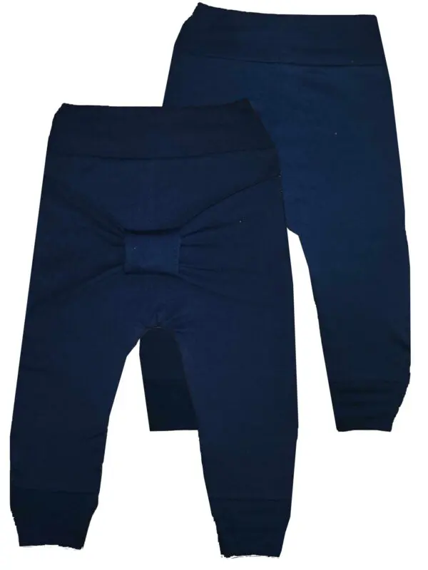 Spodnie bawełniane bezuciskowe z kokardą granatowe