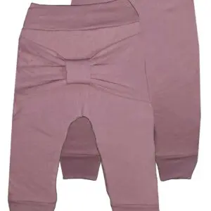 Spodnie bawełniane bezuciskowe z kokardą pudrowe