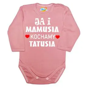 BODY Ja i mamusia KOCHAMY TATUSIA święto Mamy Taty pudrowe