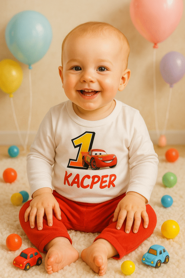 Komplet dziecięcy zestaw body i spodnie autko ROCZEK