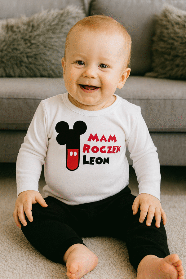 Komplet dziecięcy zestaw body i spodnie 1-ka MICKEY