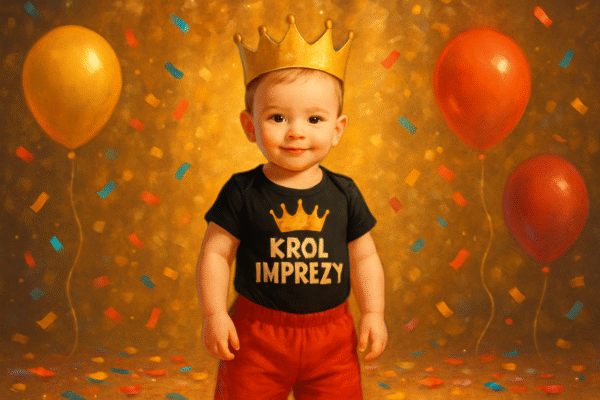 Komplet dziecięcy zestaw body i spodnie KRÓL IMPREZY