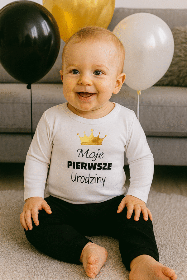 Komplet dziecięcy zestaw body i spodnie MOJE 1-WSZE URODZINY