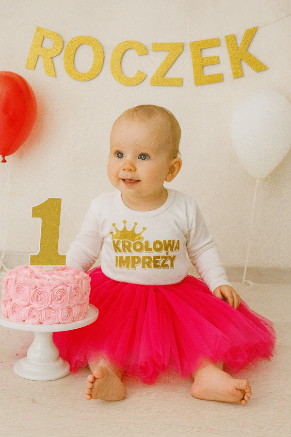 Komplet dziecięcy zestaw body i spódniczka KRÓLOWA IMPREZY