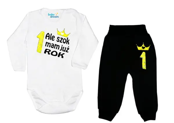 Komplet dziecięcy zestaw niemowlęcy body i spodnie ROCZEK