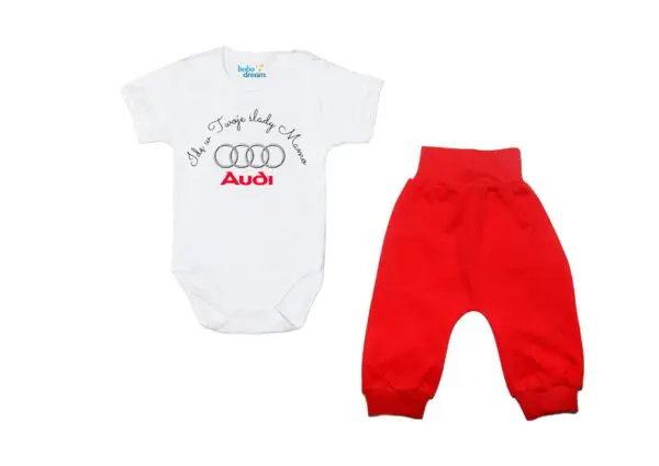 Komplet dziecięcy zestaw niemowlęcy body i spodnie AUDI