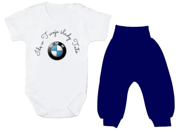 Komplet dziecięcy zestaw niemowlęcy body i spodnie BMW