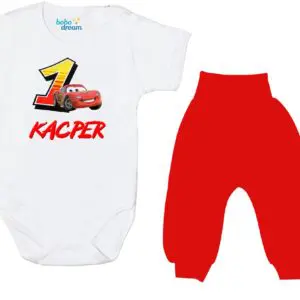 Komplet dziecięcy zestaw body i spodnie autko ROCZEK