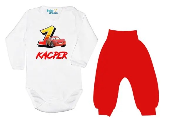 Komplet dziecięcy zestaw body i spodnie autko ROCZEK