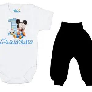 Komplet dziecięcy zestaw body i spodnie myszka miki ROCZEK