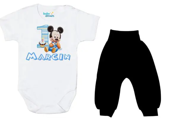 Komplet dziecięcy zestaw body i spodnie myszka miki ROCZEK