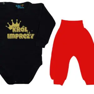 Komplet dziecięcy zestaw body i spodnie KRÓL IMPREZY