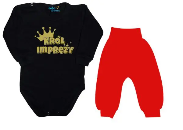 Komplet dziecięcy zestaw body i spodnie KRÓL IMPREZY