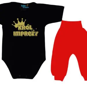 Komplet dziecięcy zestaw body i spodnie KRÓL IMPREZY