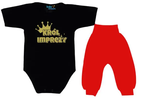 Komplet dziecięcy zestaw body i spodnie KRÓL IMPREZY