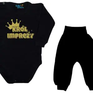 Komplet dziecięcy zestaw body i spodnie KRÓL IMPREZY