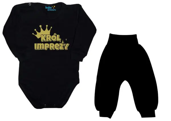 Komplet dziecięcy zestaw body i spodnie KRÓL IMPREZY