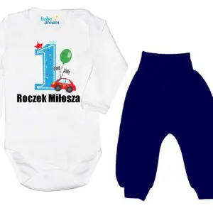 Komplet dziecięcy zestaw niemowlęcy body i spodnie ROCZEK autko