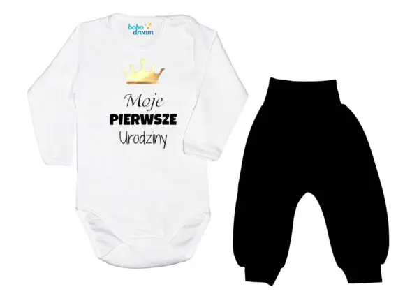 Komplet dziecięcy zestaw body i spodnie MOJE 1-WSZE URODZINY