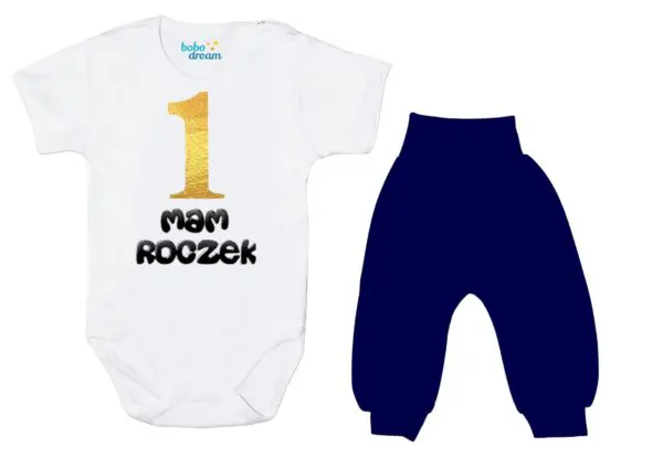 Komplet dziecięcy zestaw niemowlęcy body i spodnie złota1 ROCZEK