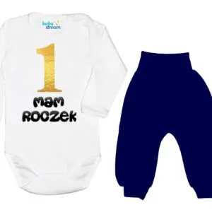 Komplet dziecięcy zestaw body i spodnie złota 1 ROCZEK