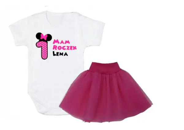 Komplet dziecięcy zestaw body i spódniczka 1-ka MINNIE