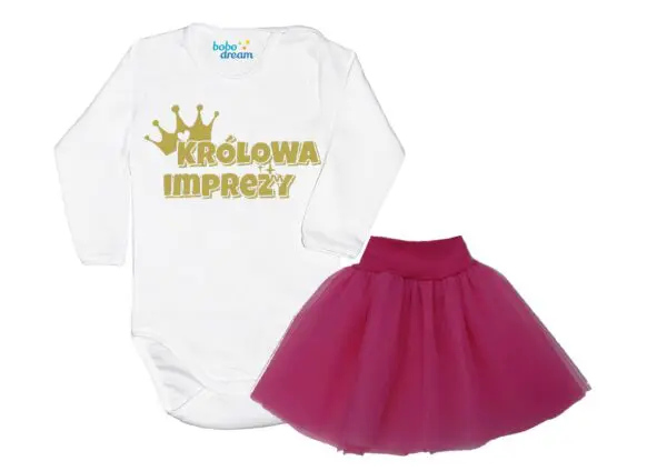 Komplet dziecięcy zestaw body i spódniczka KRÓLOWA IMPREZY