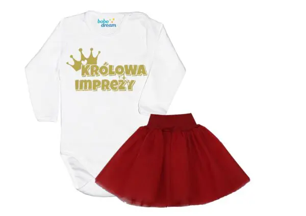 Komplet dziecięcy zestaw body i spódniczka KRÓLOWA IMPREZY