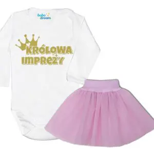Komplet dziecięcy zestaw body i spódniczka KRÓLOWA IMPREZY