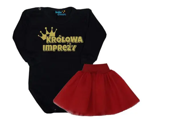 Komplet dziecięcy zestaw body i spódniczka KRÓLOWA IMPREZY