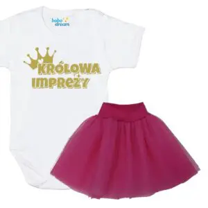 Komplet dziecięcy zestaw body i spódniczka KRÓLOWA IMPREZY