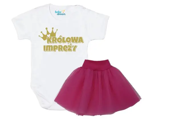 Komplet dziecięcy zestaw body i spódniczka KRÓLOWA IMPREZY