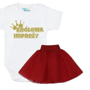 Komplet dziecięcy zestaw body i spódniczka KRÓLOWA IMPREZY