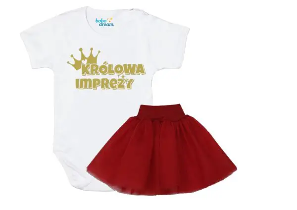 Komplet dziecięcy zestaw body i spódniczka KRÓLOWA IMPREZY