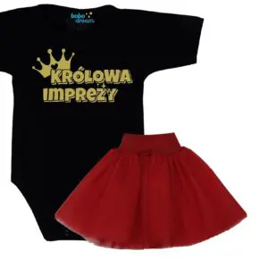 Komplet dziecięcy zestaw body i spódniczka KRÓLOWA IMPREZY