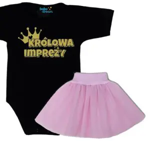 Komplet dziecięcy zestaw body i spódniczka KRÓLOWA IMPREZY