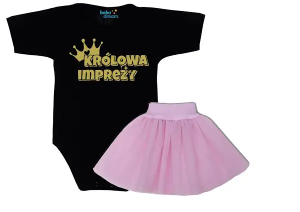 Komplet dziecięcy zestaw body i spódniczka KRÓLOWA IMPREZY